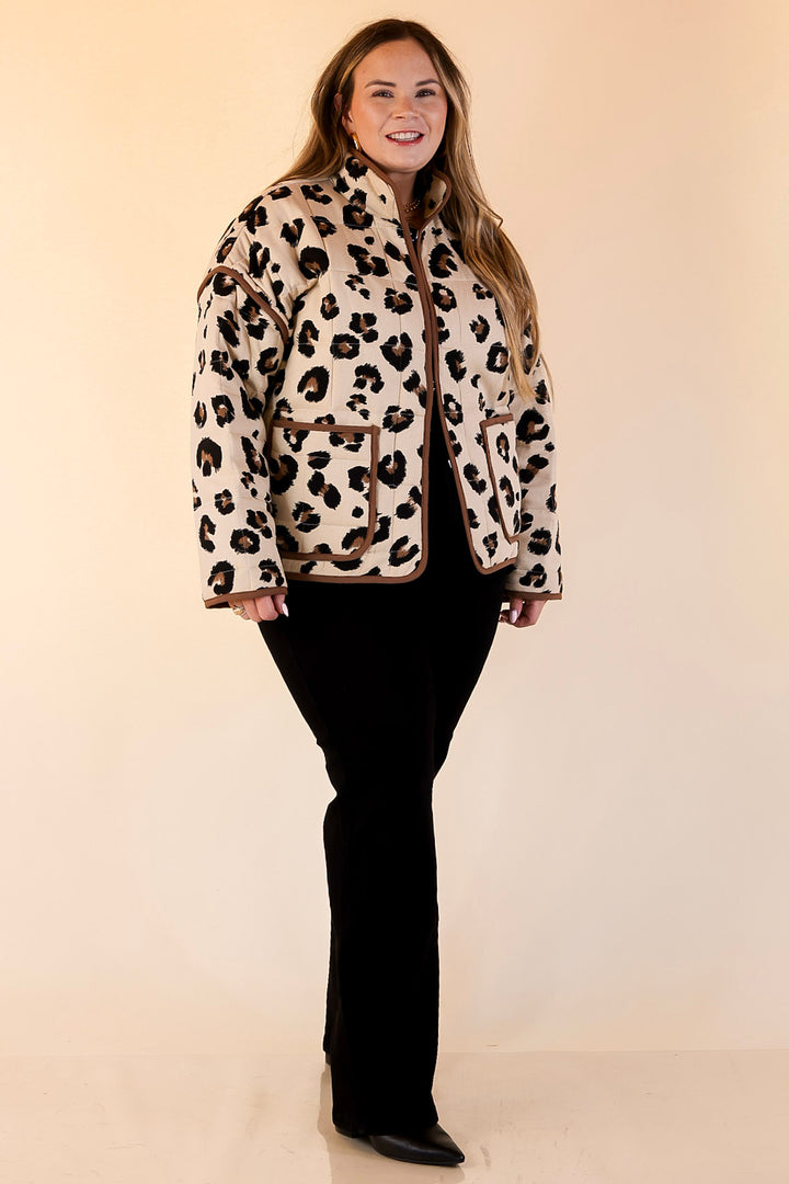 Spotted in Style Quilted Leopard Print Jacket in Cream