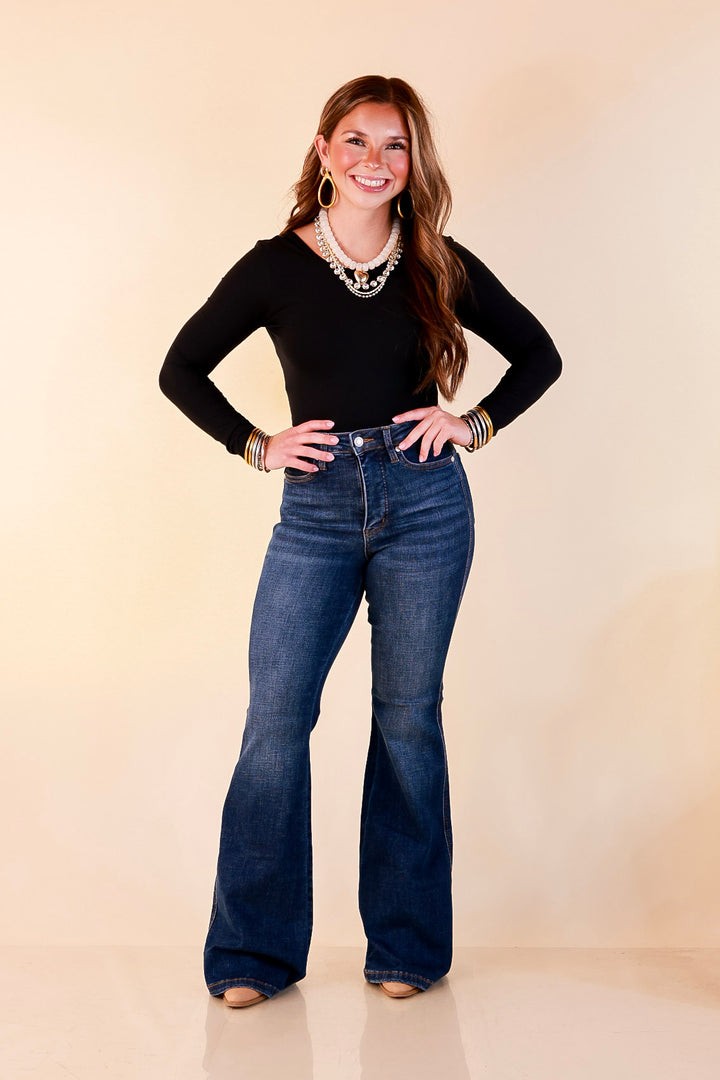 Judy Blue | Forever Flattering Tummy Control Charlotte Flare Jeans in Dark Modern Indigo Wash