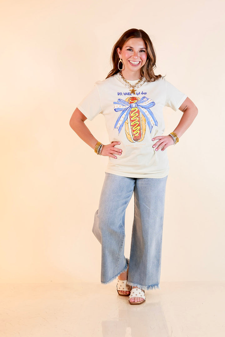 Simply Southern | Star Spangled Snack Graphic T-Shirt with Hot Dog Bow Design in Ivory