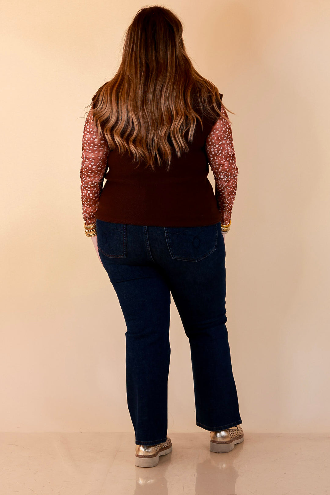 Always a Favorite Crew Neck Front Seam Sweater Knit Top in Chocolate Brown