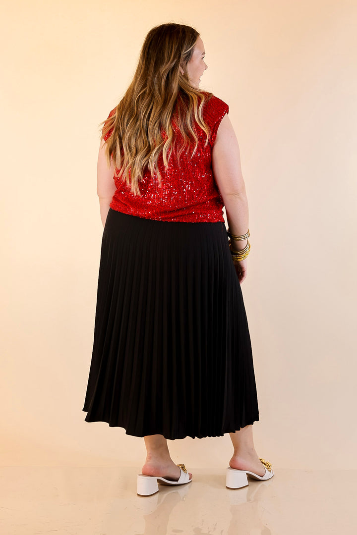 Sequin Sleek Sleeveless Dressy Sequin Top in Red
