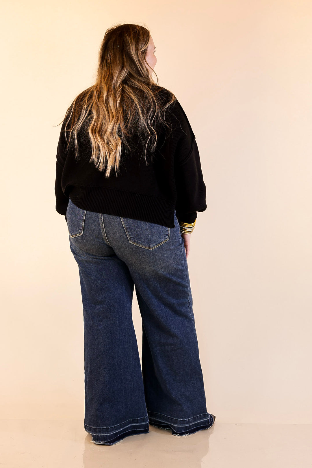 Fireside Fit Cropped Long Sleeve Mock Neck Sweater in Black