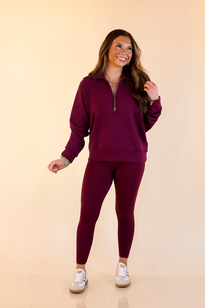 SPANX | Booty Boost® Performance and Shaping 7/8 Leggings in Plum Berry (Maroon)
