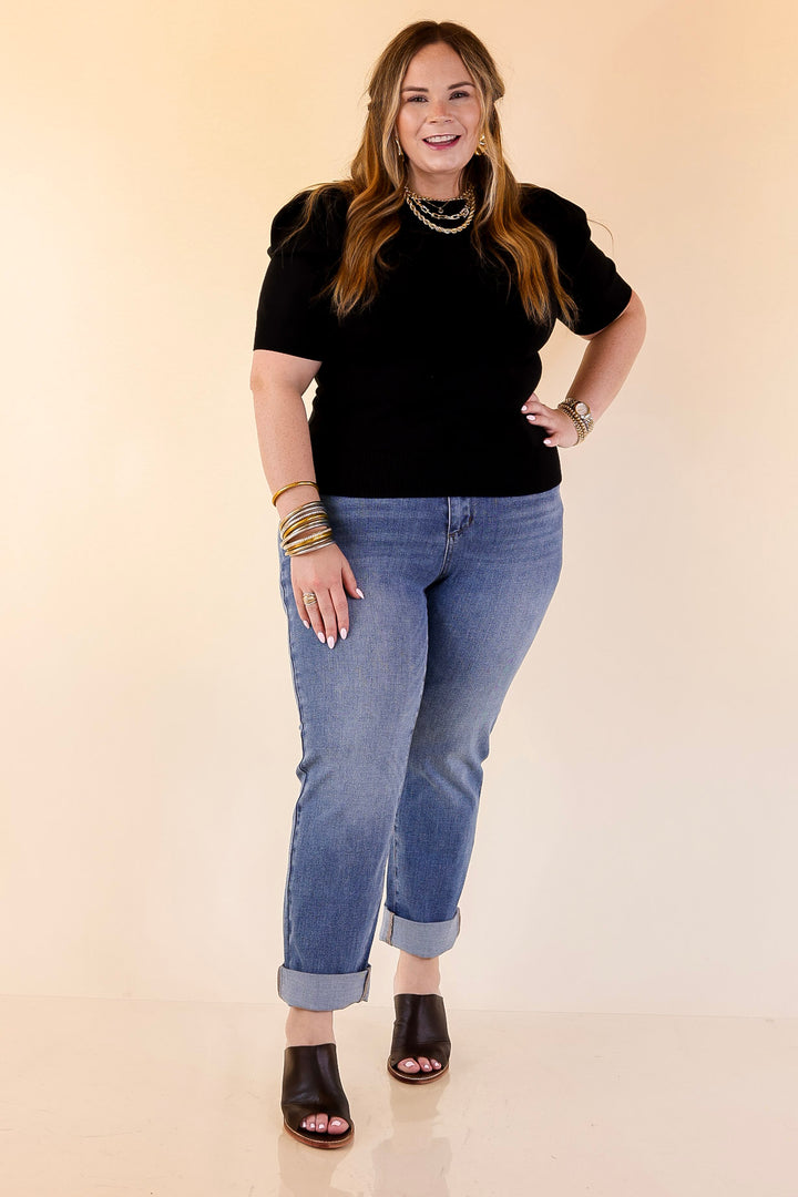 Judy Blue | The Cool Factor Single Cuff Boyfriend Denim Jeans in Medium Wash