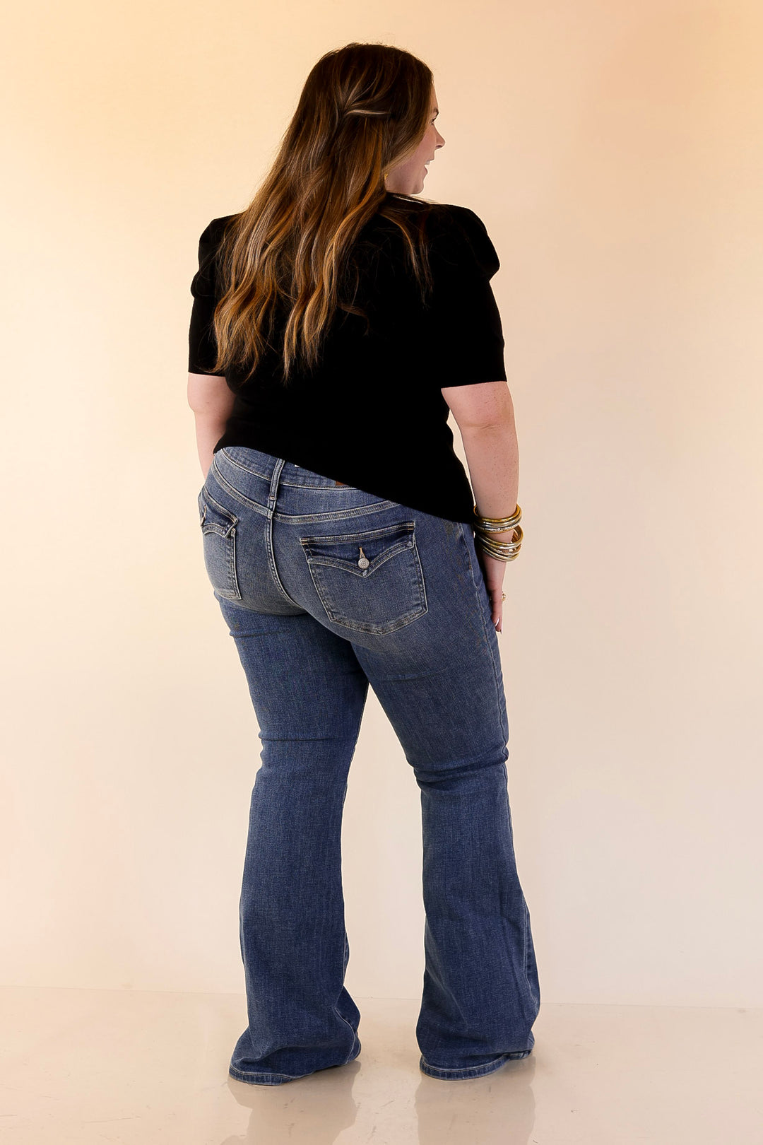 Judy Blue | Made for More Double Button Flare Jean in Medium Wash