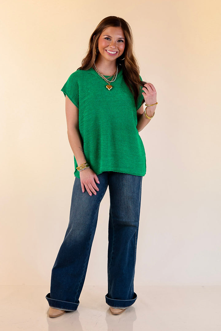 Forever Favorite Oversized Crew Neck Sweater Vest in Kelly Green