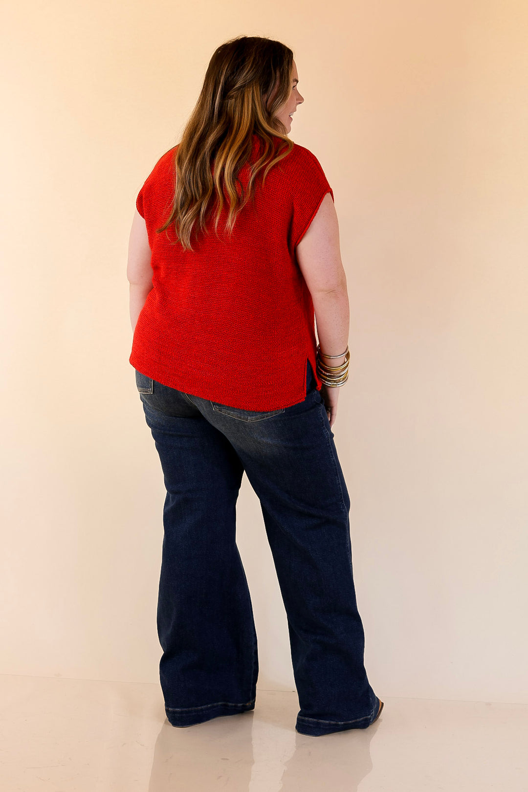 Forever Favorite Oversized Crew Neck Sweater Vest in Ruby Red