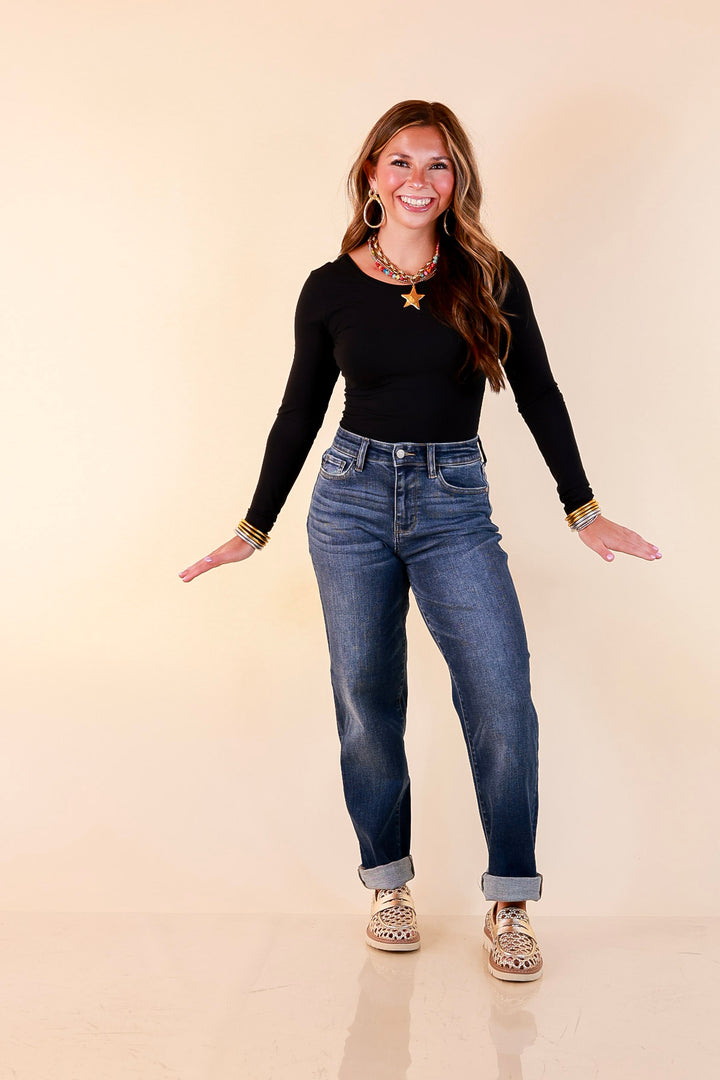 Judy Blue | Keep it Simple Billie Boyfriend Denim Jeans in True Indigo Dark Wash