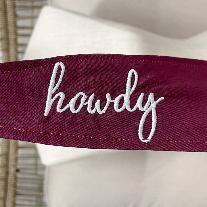 Howdy Embroidered Ascot Scarf in Maroon