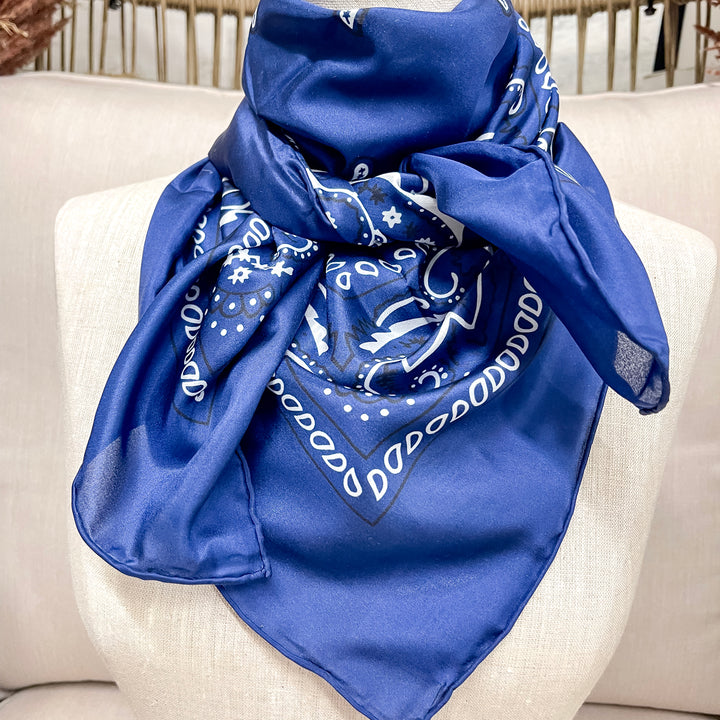 Wyoming Traders | Bandana Silk Wild Rag in Navy Blue