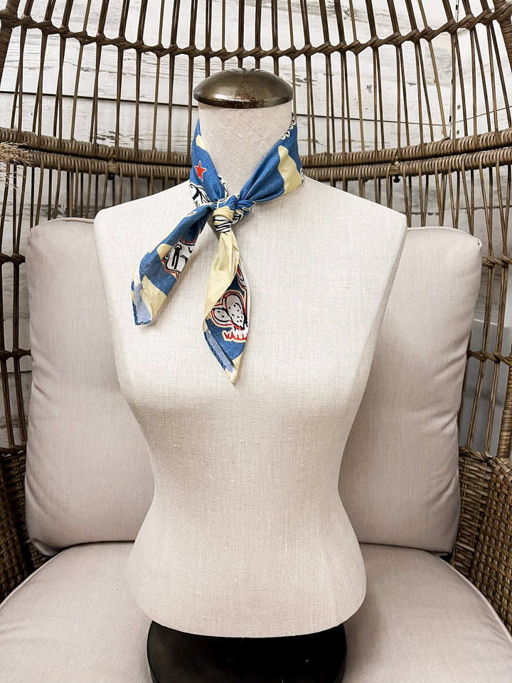 XOXO Art & Co | Star Cowboys Bandana Scarf in Cream and Blue