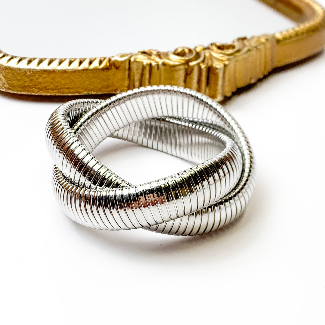 Bracha | She's The Moment Chunky Bangle Bracelet in Silver Tone - Giddy Up Glamour Boutique