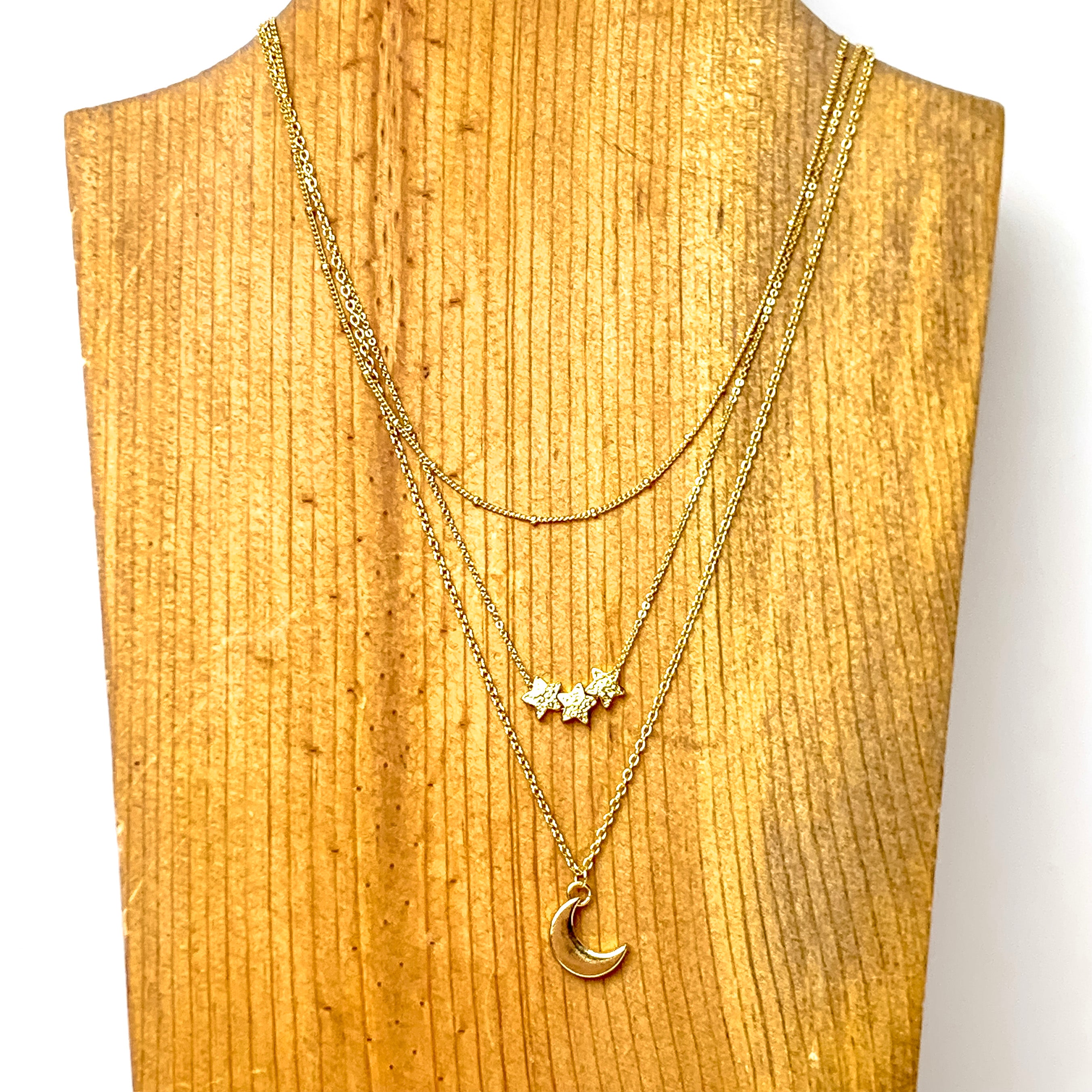 Gold Starry Night Necklace Trio - Giddy Up Glamour Boutique