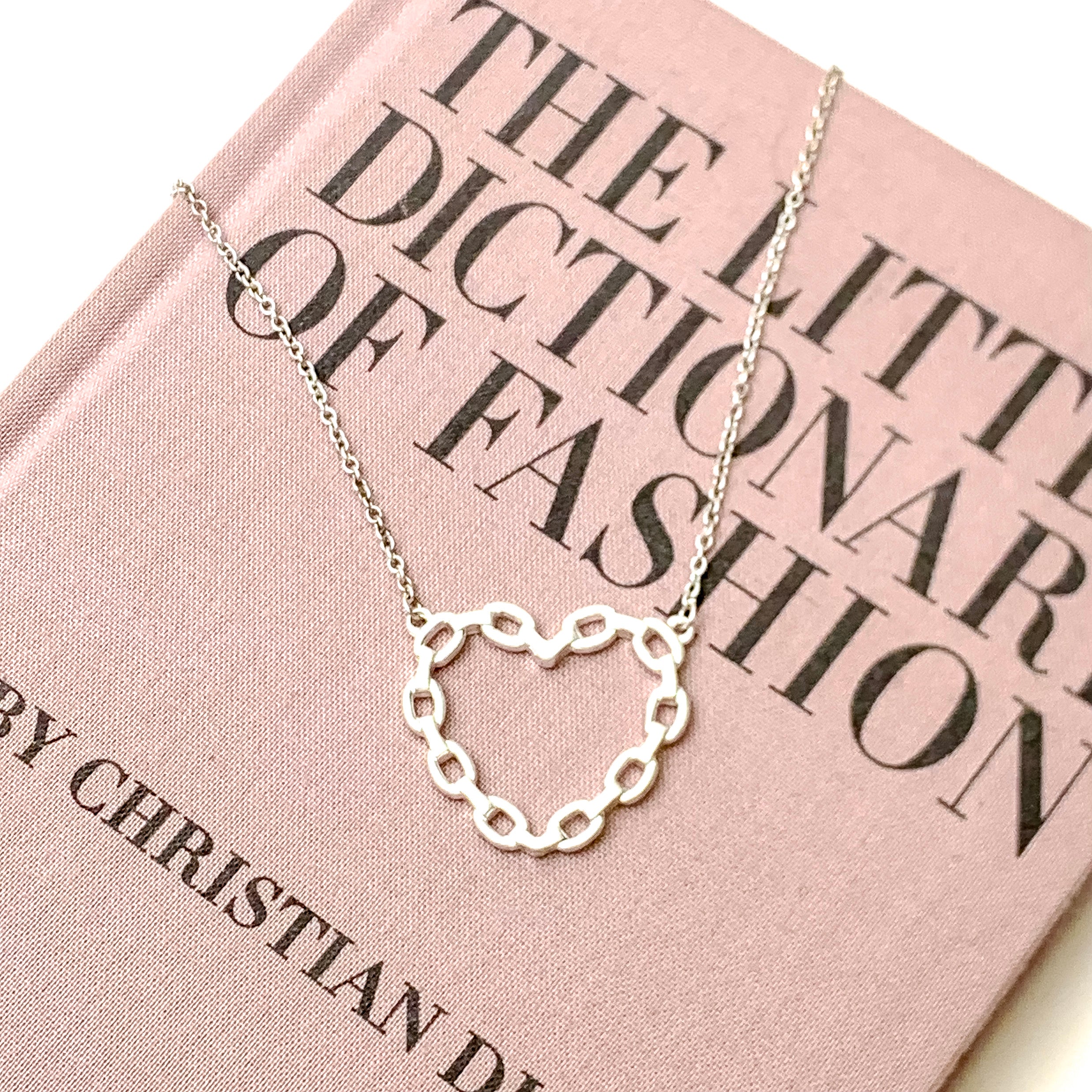 Chain Link Heart Pendant Necklace in Silver - Giddy Up Glamour Boutique