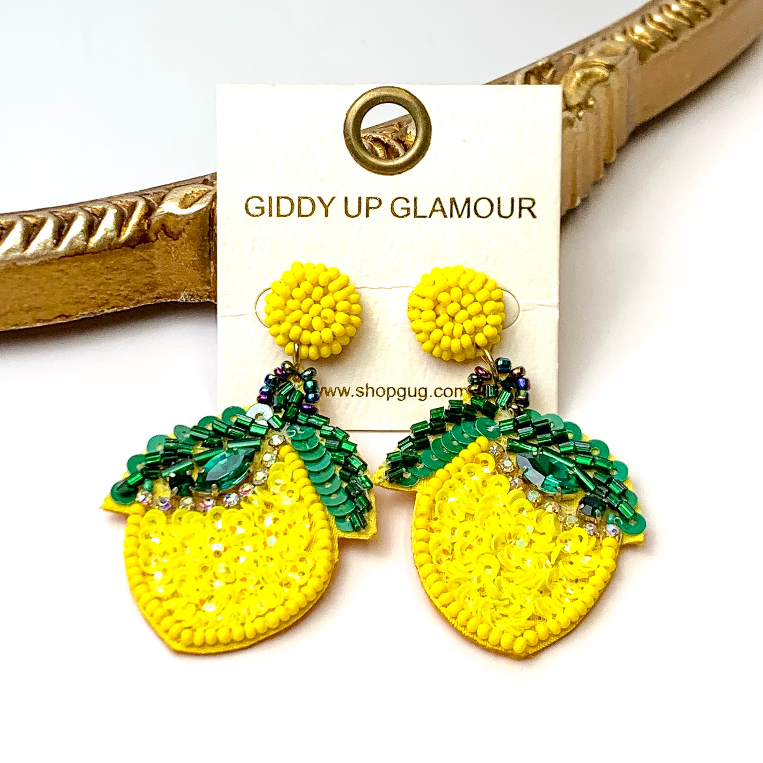 Lemon Drops Sequin and Seed Bead Earrings - Giddy Up Glamour Boutique