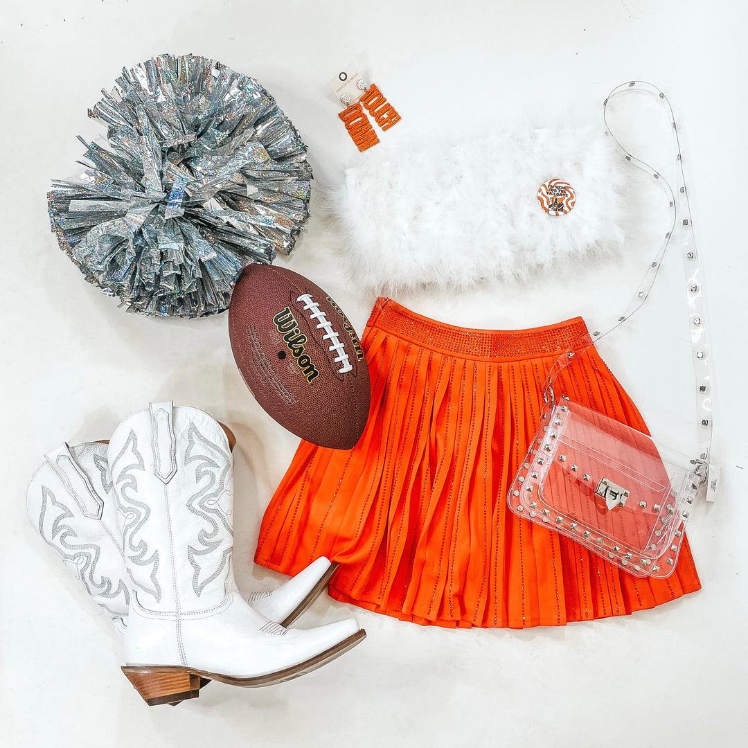 Midnight Dancing Crystal Skirt in Orange - Giddy Up Glamour Boutique