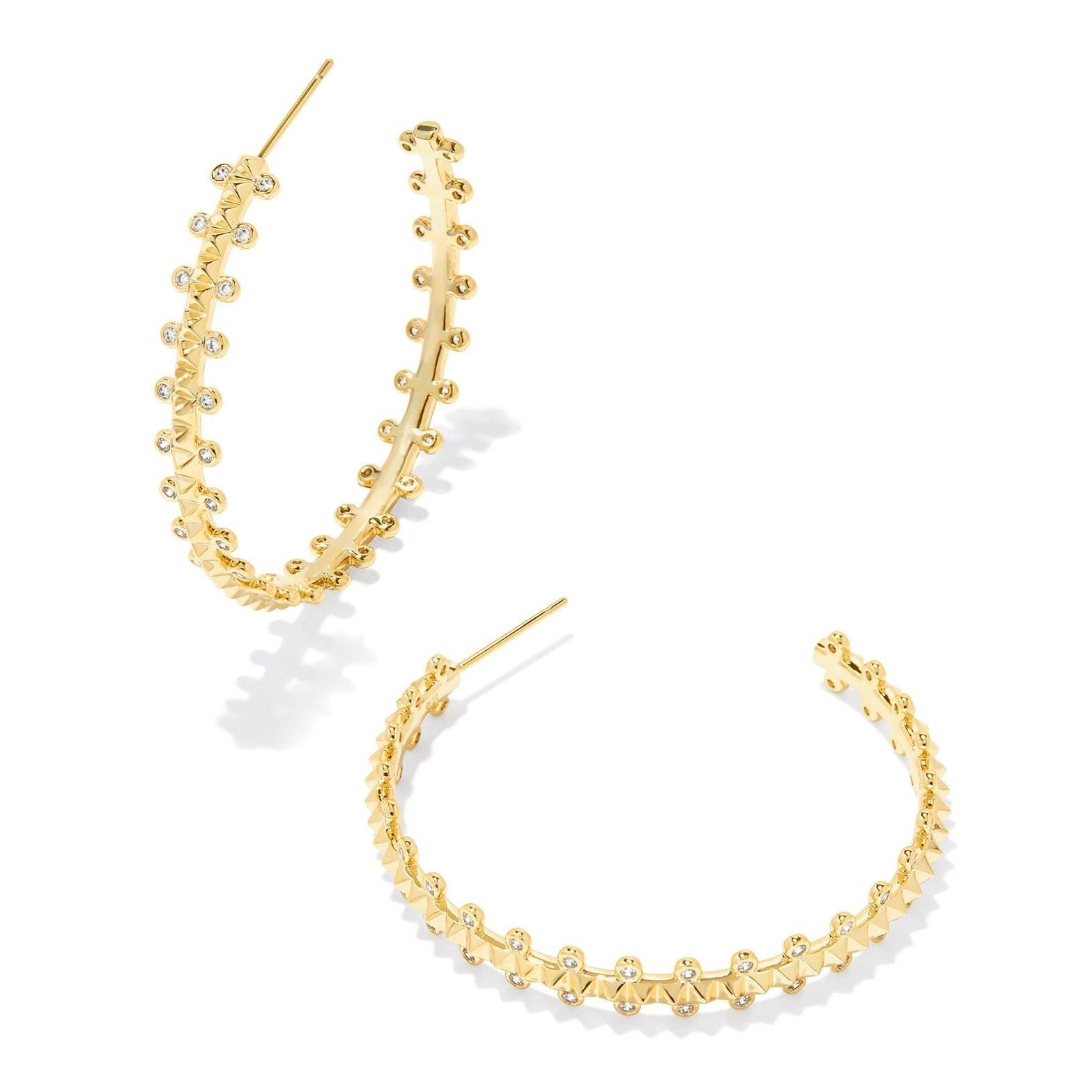 Kendra Scott | Jada Gold Hoop Earrings in White Crystal - Giddy Up Glamour Boutique