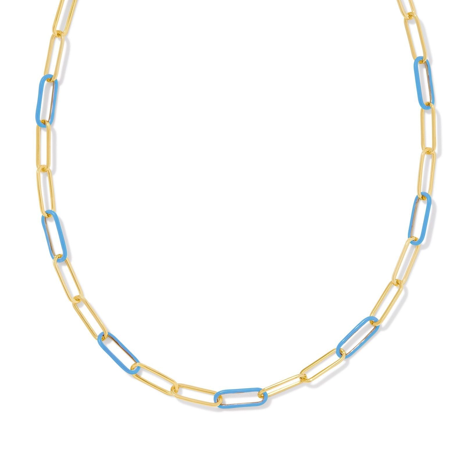 Kendra Scott | Ainsley Gold Convertible Chain Necklace in Light Blue Enamel