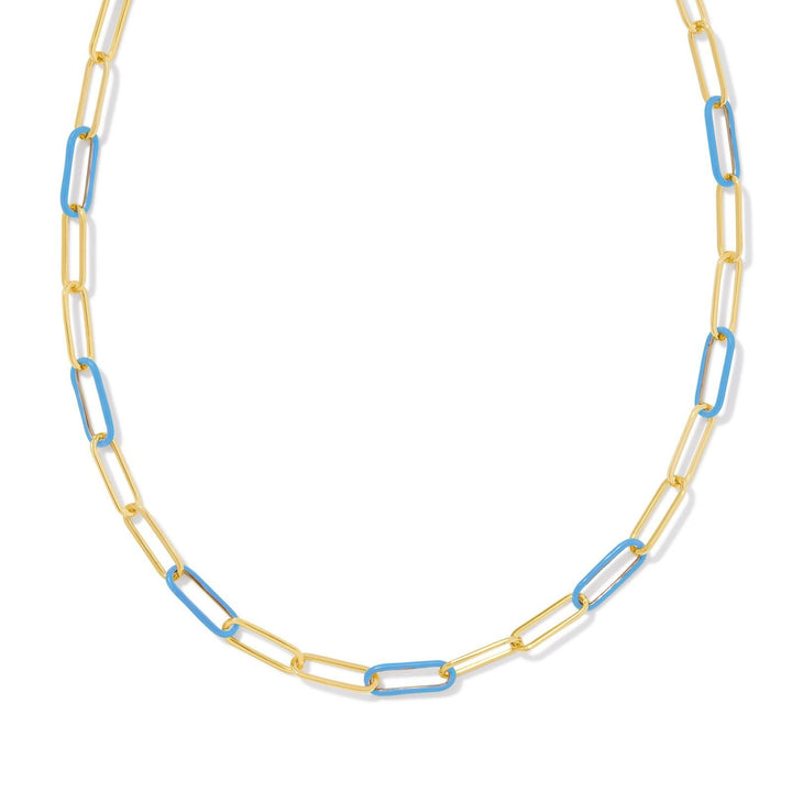 Kendra Scott | Ainsley Gold Convertible Chain Necklace in Light Blue Enamel