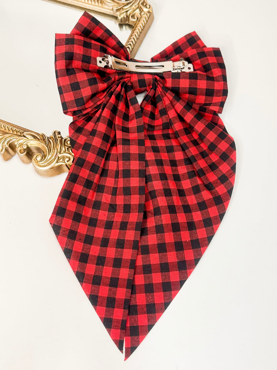 Gameday Spirit Gingham Hair Bow in 3 Color Options