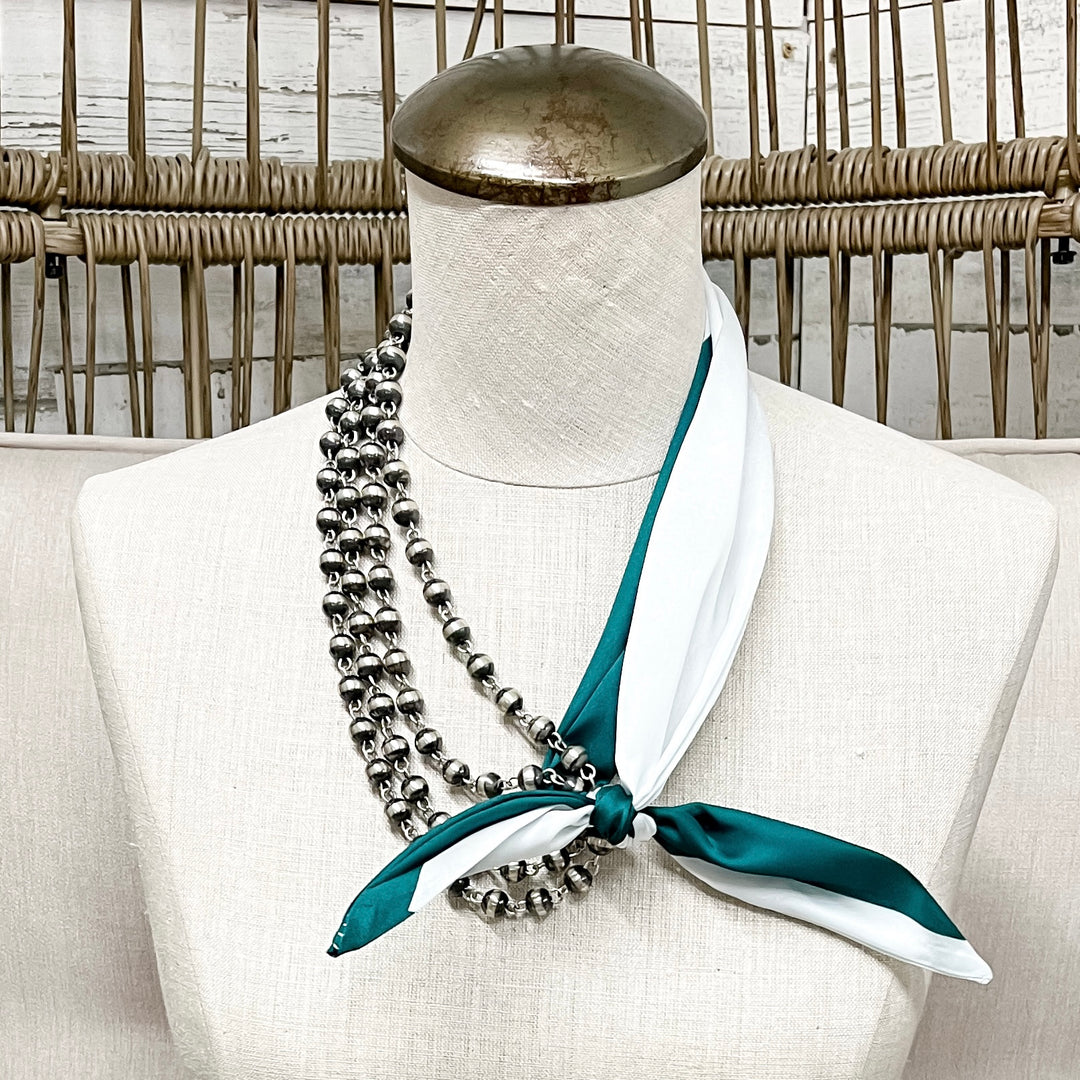 Gameday Glam Twilly Scarf in Forest Green and White