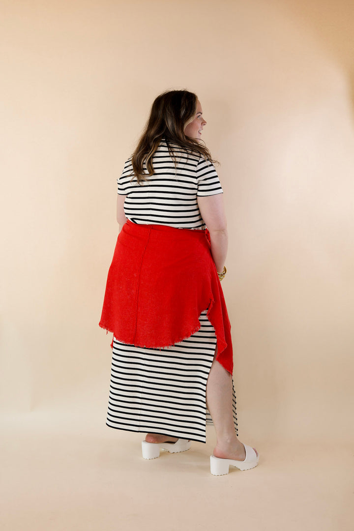 SPANX | AirEssentials Maxi T-Shirt Dress in Very Black Stripe - Giddy Up Glamour Boutique