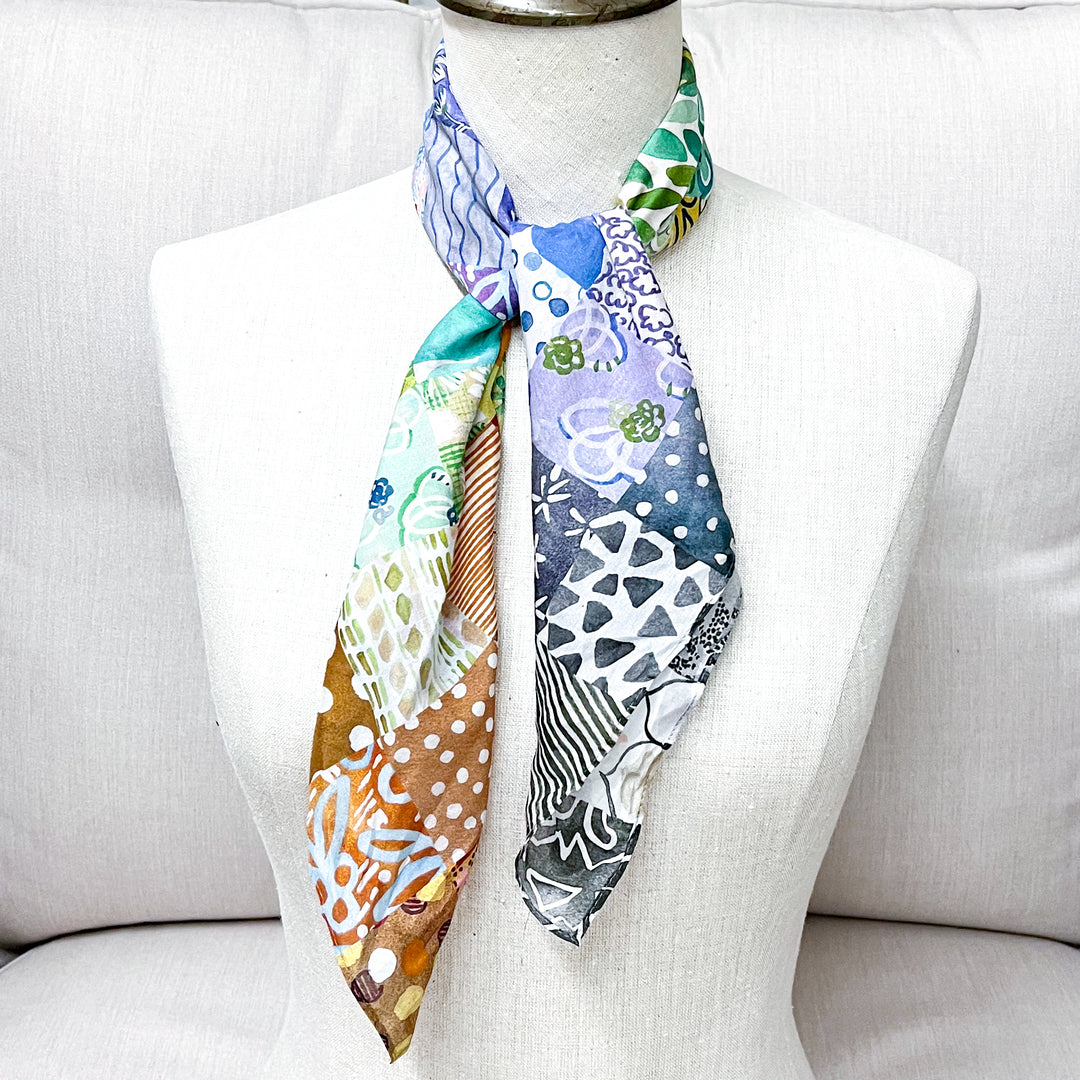 XOXO Art &amp; Co | Vintage Feedsack Shorty Wild Rag Scarf in Multicolor