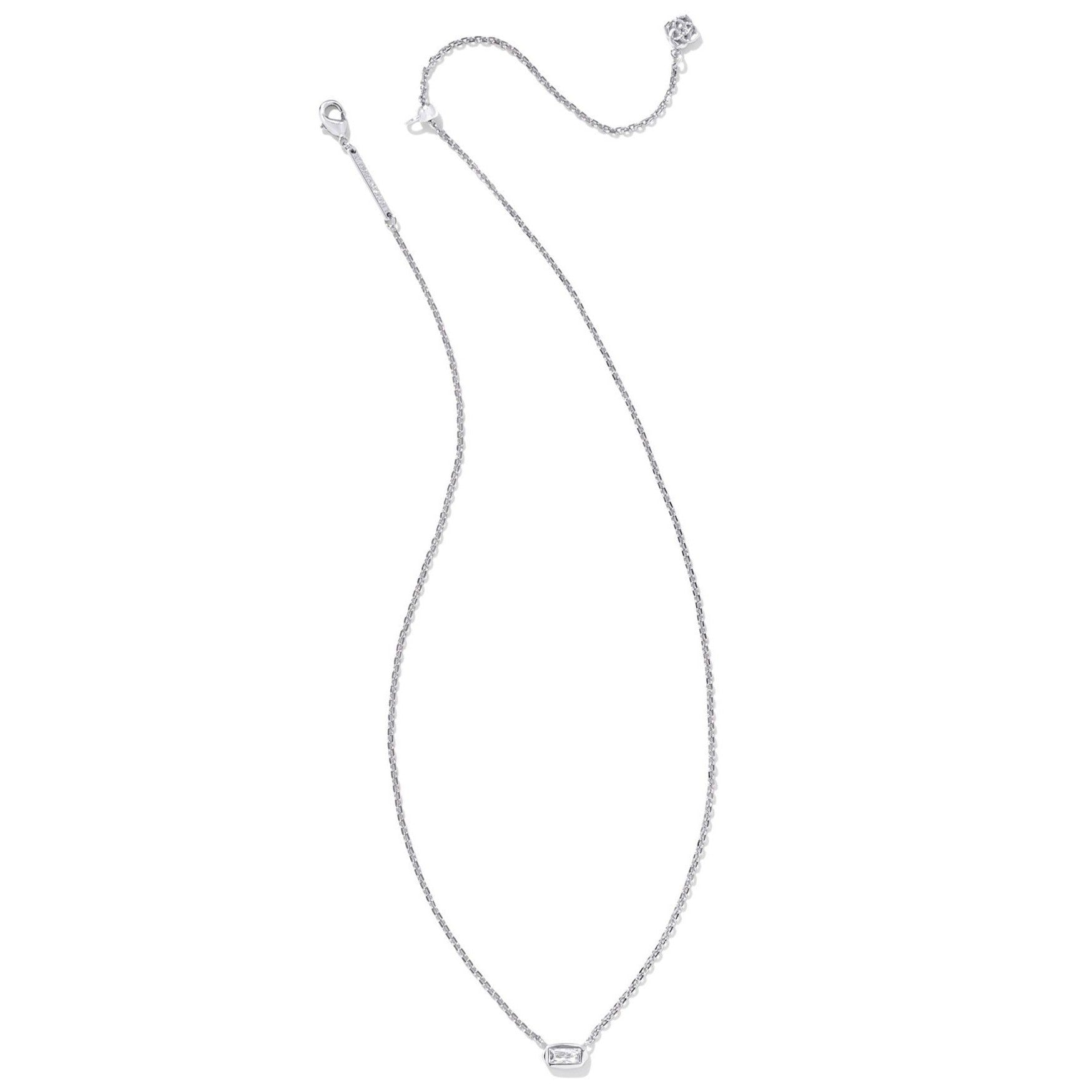 Kendra Scott | Fern Silver Crystal Short Pendant Necklace in White Crystal - Giddy Up Glamour Boutique