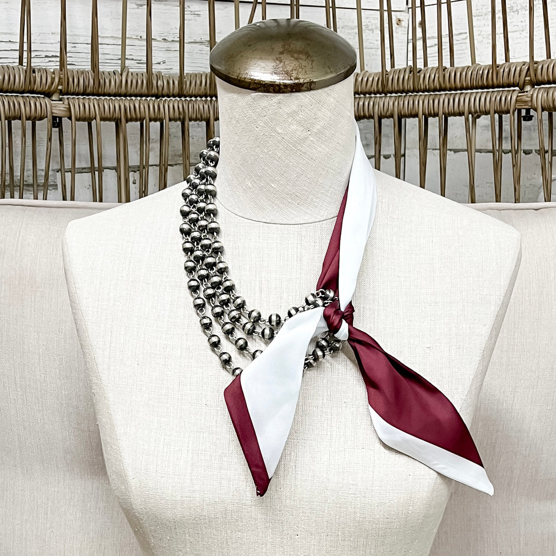 Gameday Glam Twilly Scarf in Maroon and White