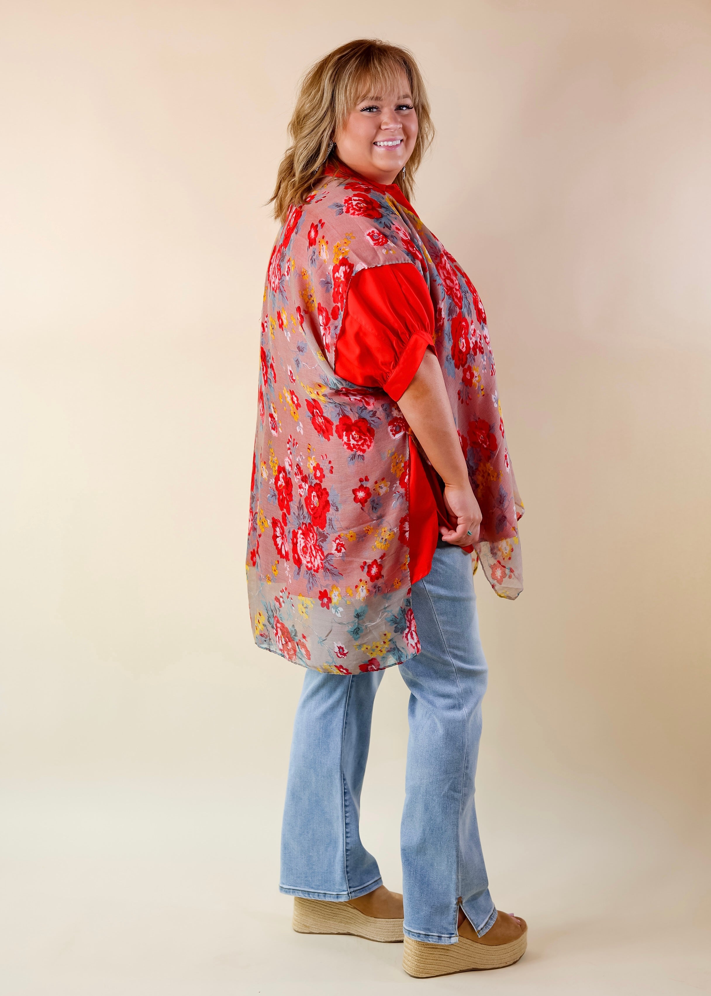 Can't Stop Won't Stop Sheer Kimono in Floral Print - Giddy Up Glamour Boutique