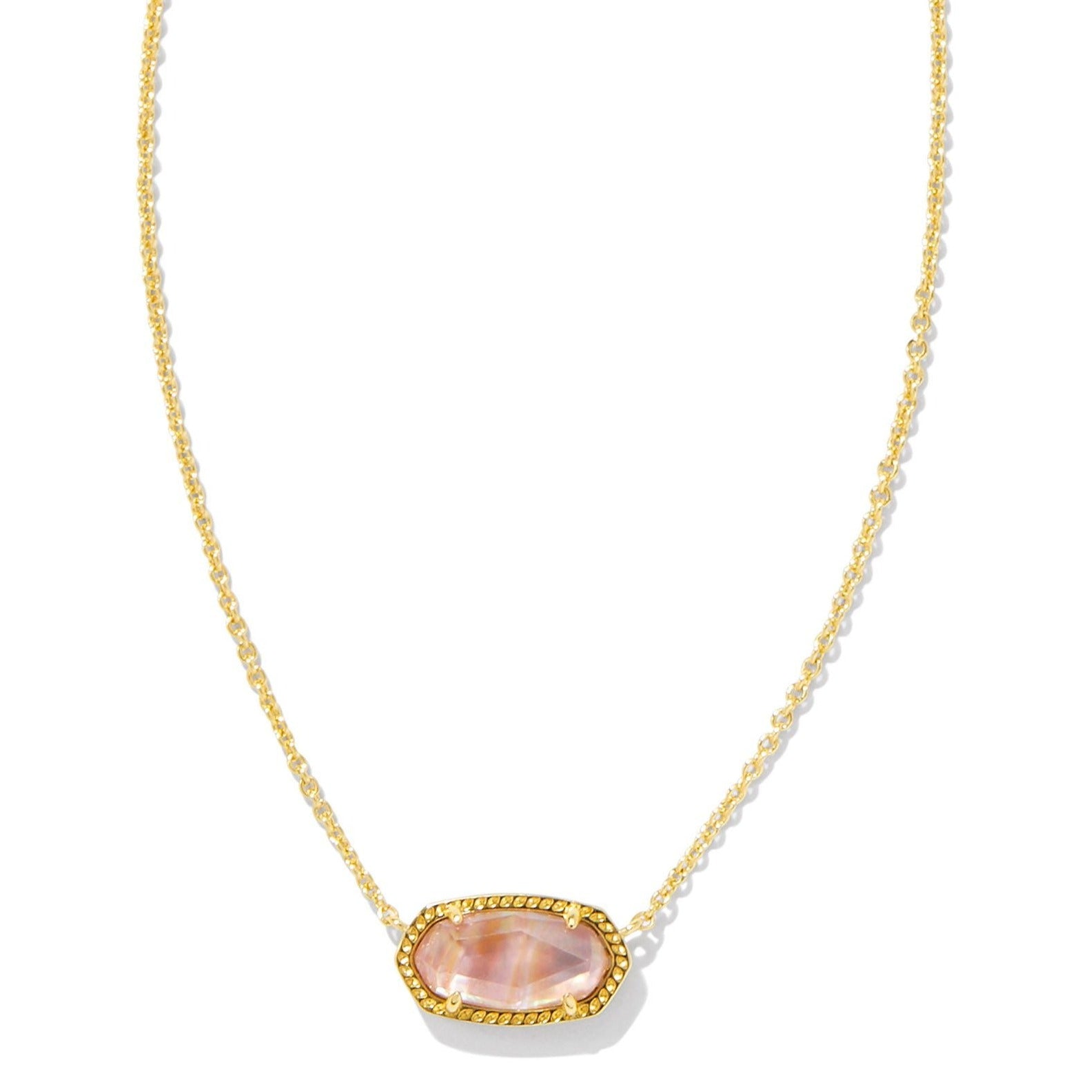 Kendra Scott | Elisa Gold Pendant Necklace in Light Pink Iridescent Abalone - Giddy Up Glamour Boutique