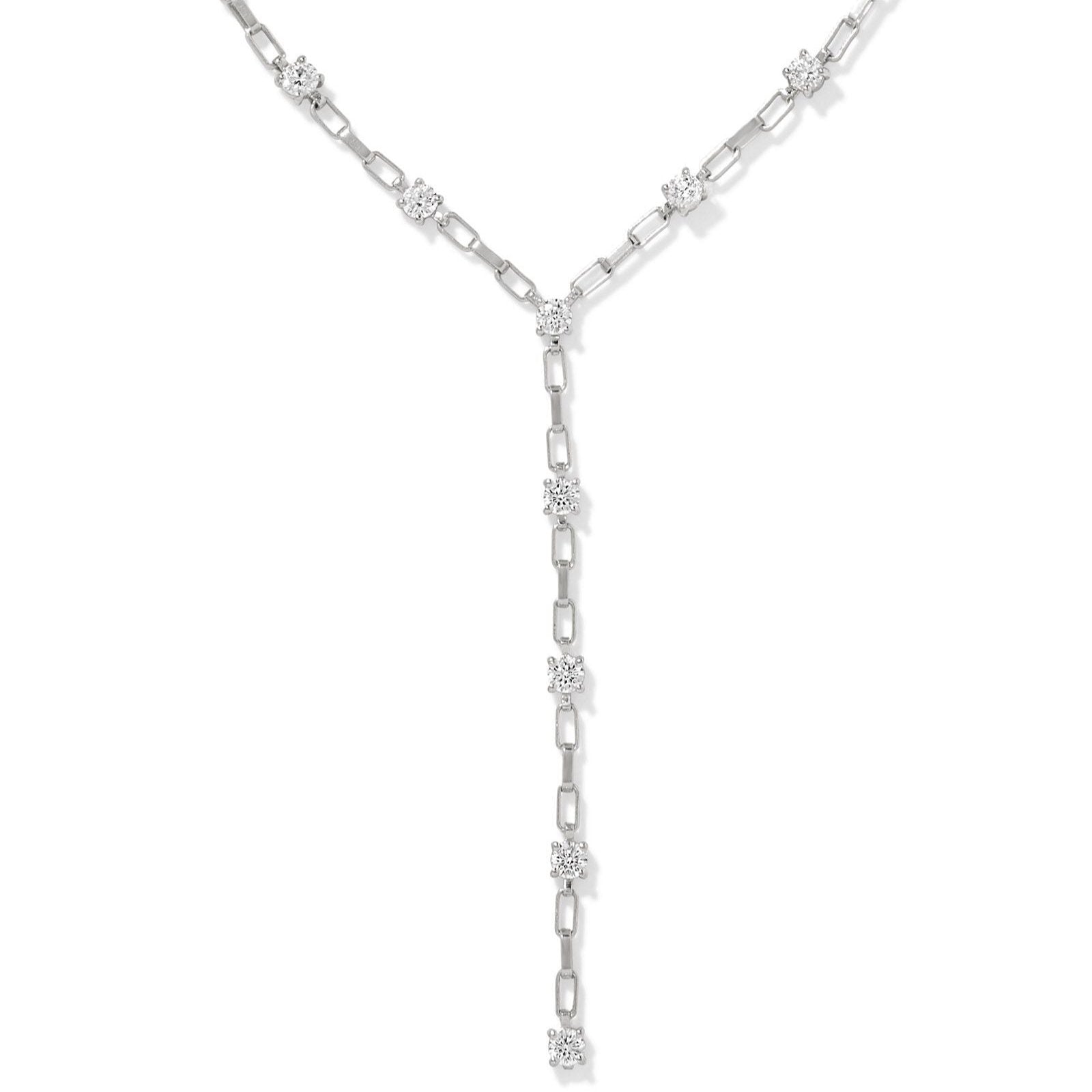 Kendra Scott | Lexi Silver Y Necklace in White Crystal