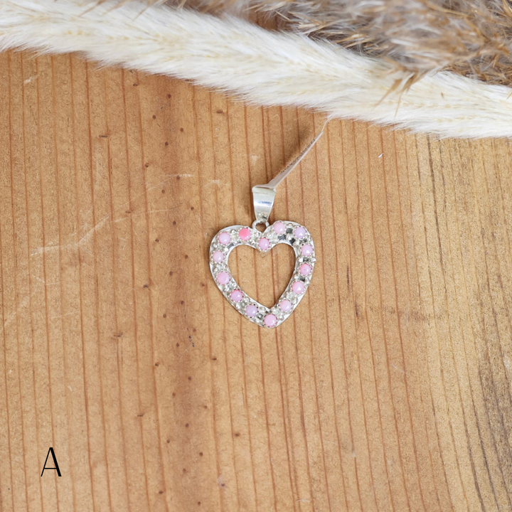 Navajo | Sterling Silver Heart Pearl Pendant in Pink