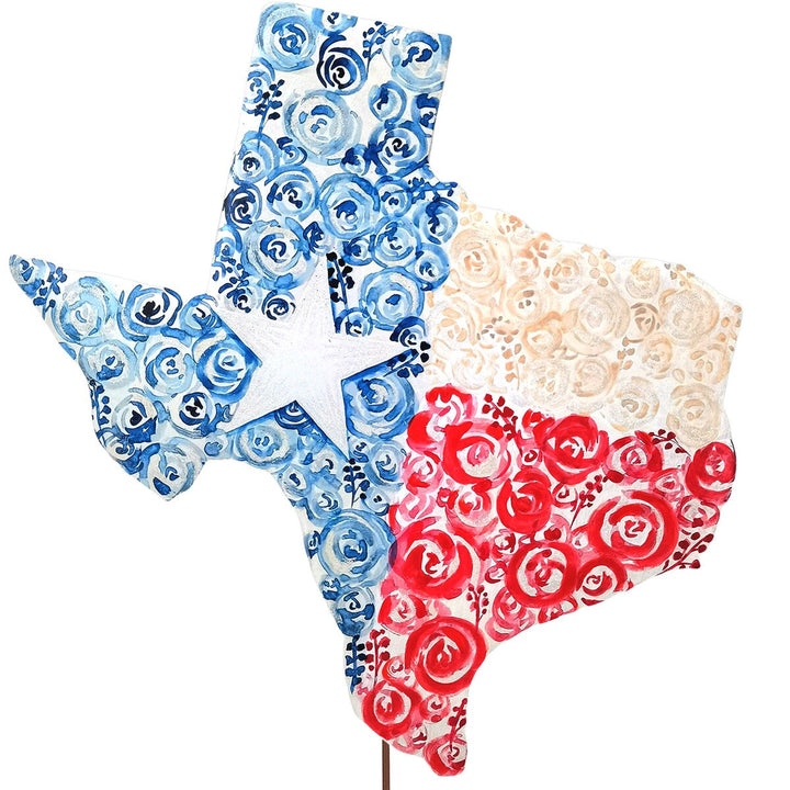The Round Top Collection | Rose Watercolor Texas Garden Stake
