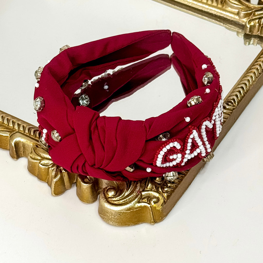 Maroon Gameday Beaded Headband
