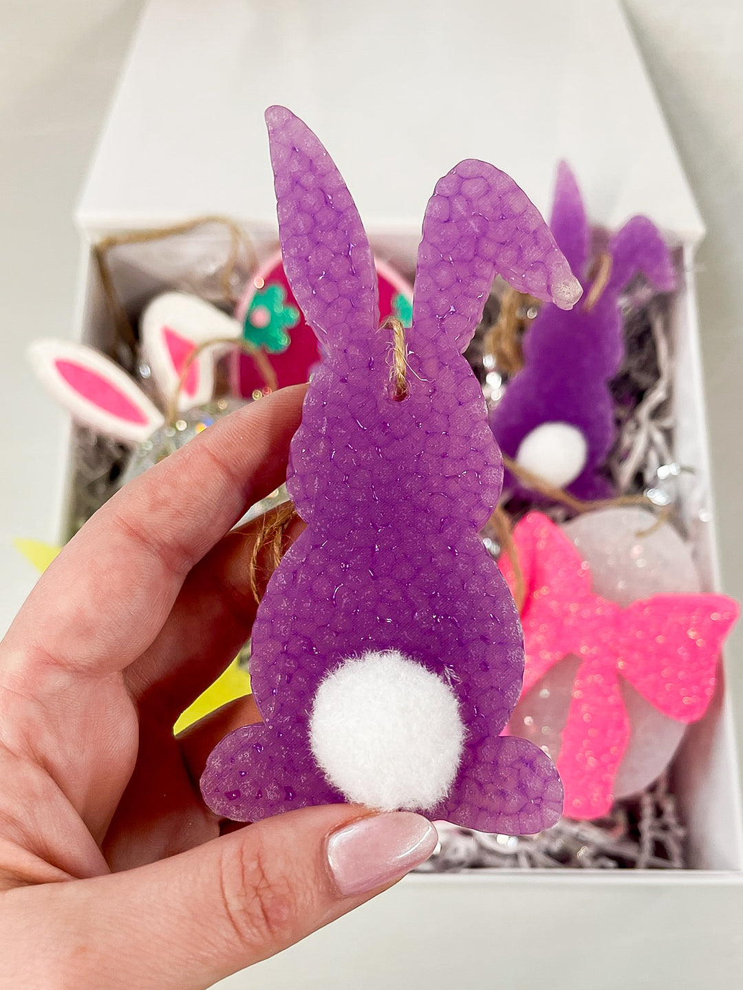 Purple Easter Bunny Butts with Fluffy Tail Car Freshie in Various Scents