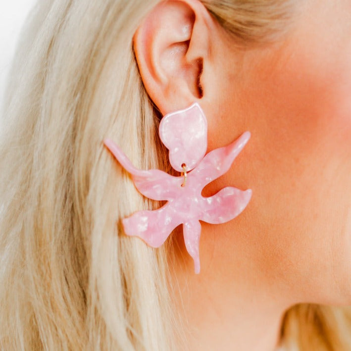 Linny Co | Flora Drop Earrings in Ballet Slipper Pink