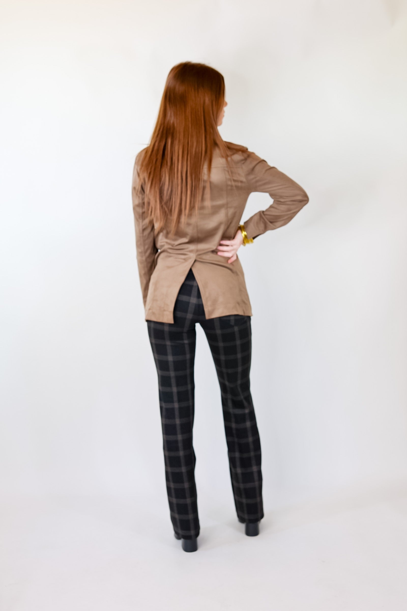 Lyssé | Abigail Suede Button Up Jacket in Chestnut Brown - Giddy Up Glamour Boutique
