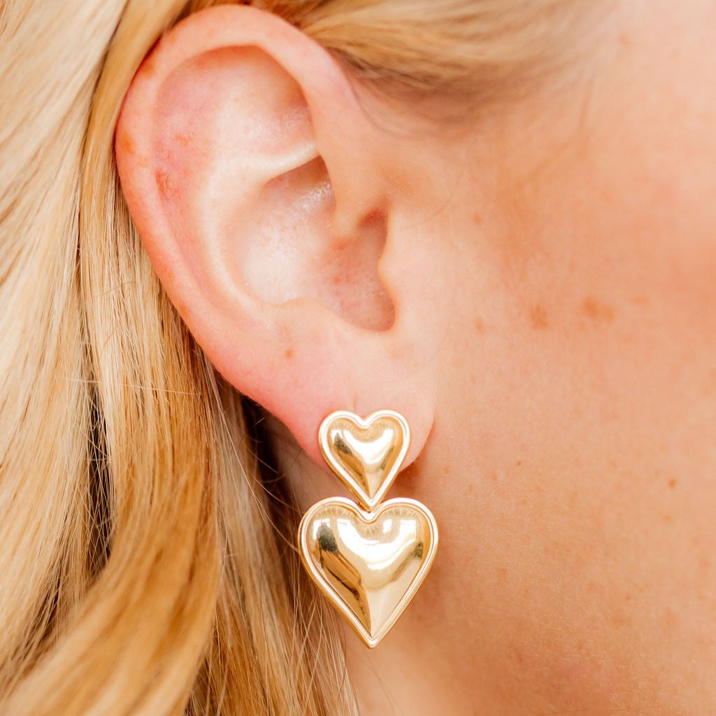 Linny Co | Esme Gold Tone Heart Drop Earrings