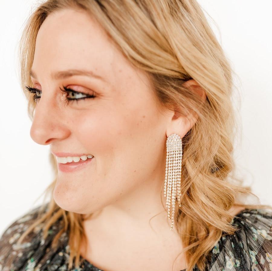 Linny Co | Carrie Gold Tone Crystal Fringe Earrings