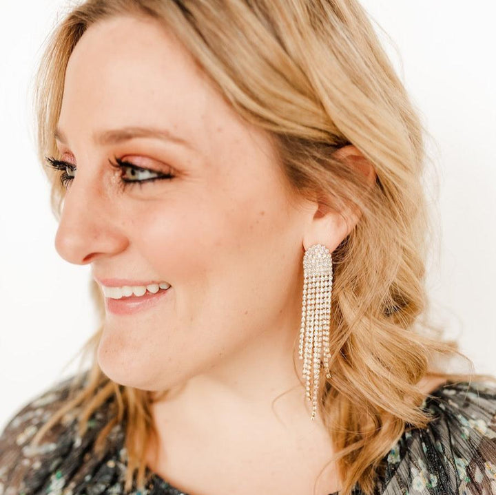 Linny Co | Carrie Gold Tone Crystal Fringe Earrings
