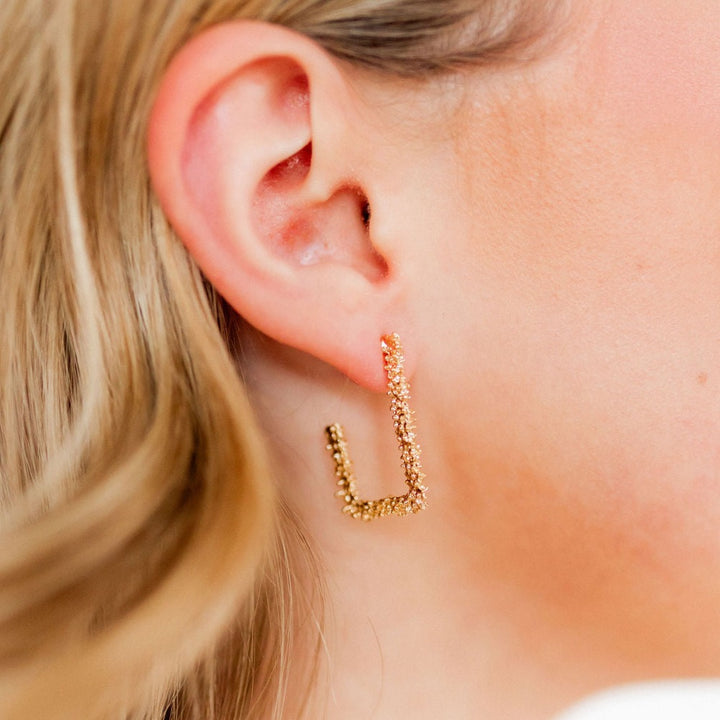 Linny Co | Joy Gold Tone Rectangular Hoop Earrings