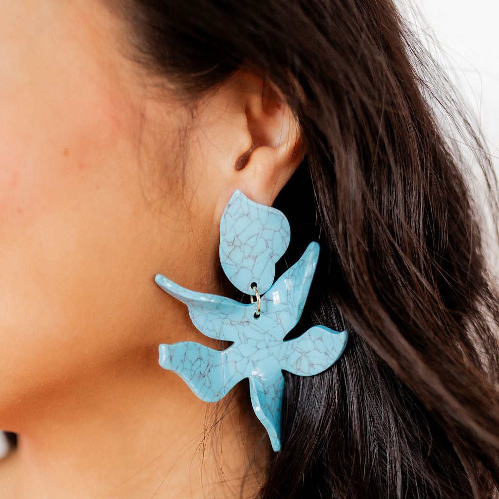 Linny Co | Flora Drop Earrings in Turquoise Blue