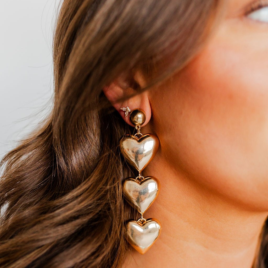 Linny Co | Brynn Gold Tone Heart Drop Earrings