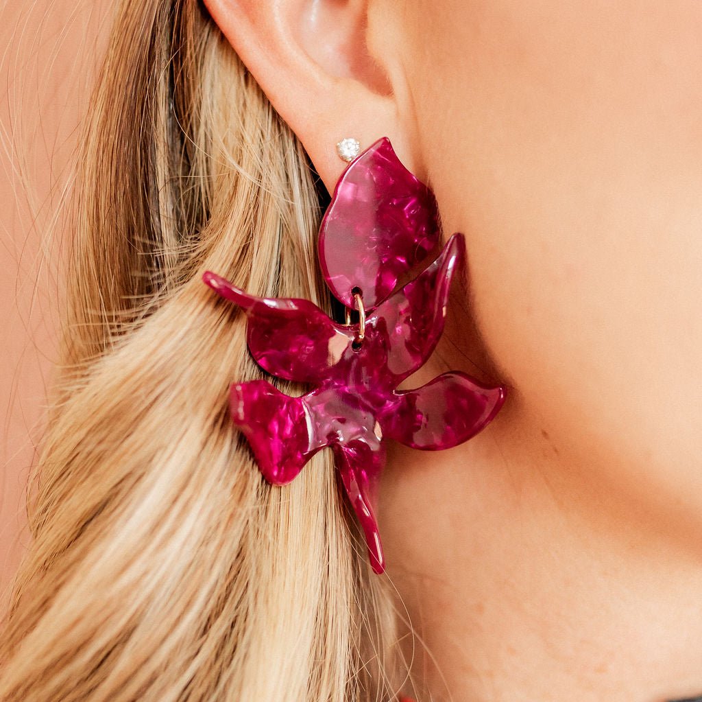 Linny Co | Flora Drop Earrings in Pinot Noir Burgundy