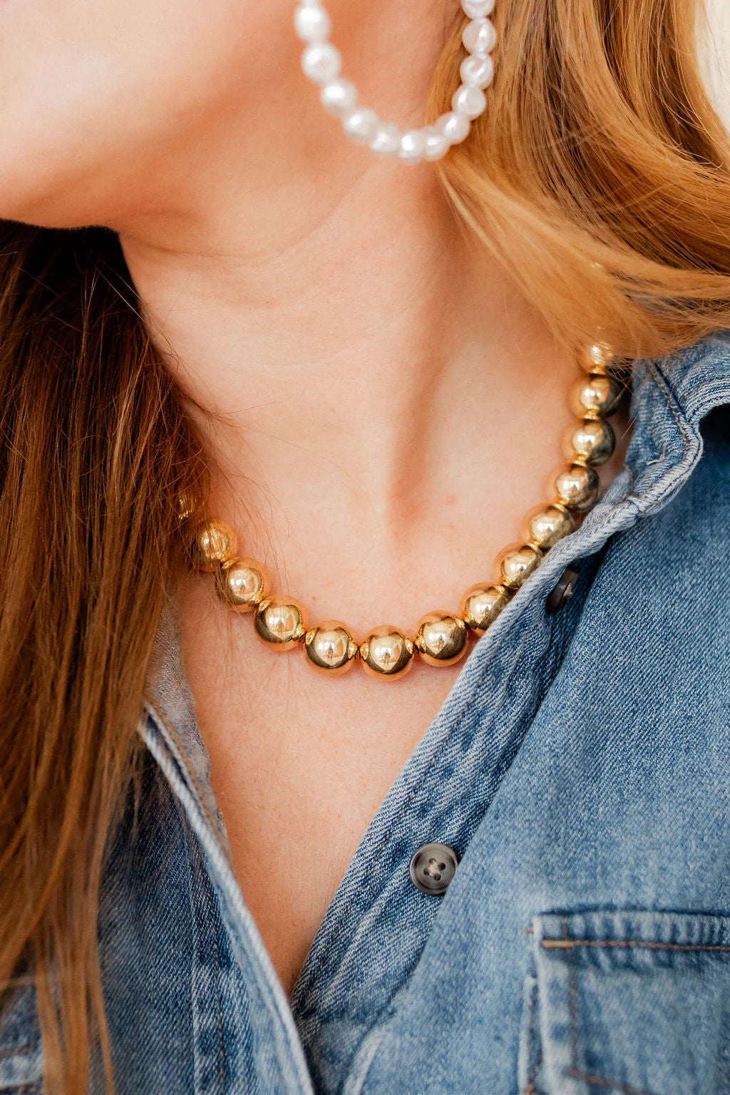 Linny Co | Lizzy Pearl Necklace in Gold