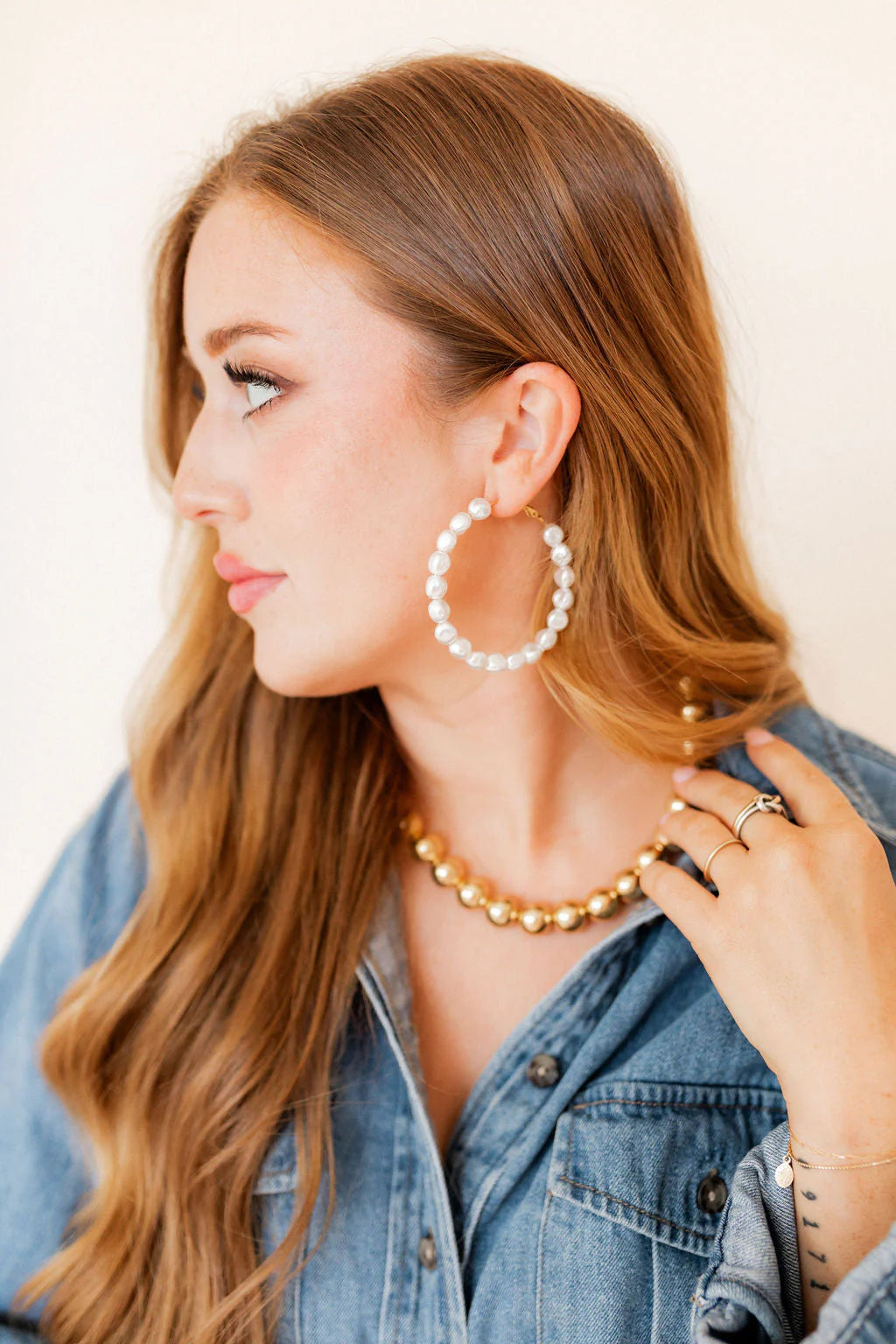 Linny Co | Lizzy Pearl Necklace in Gold