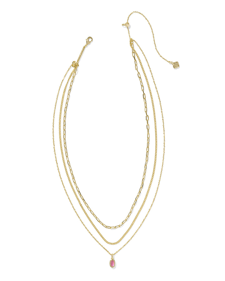 Kendra Scott | Mini Elisa Gold Triple Strand Necklace in Azalea Illusion