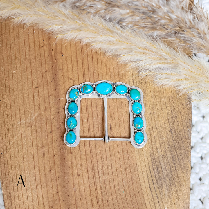 Navajo | Sterling Silver Kingman Turquoise Belt Buckle