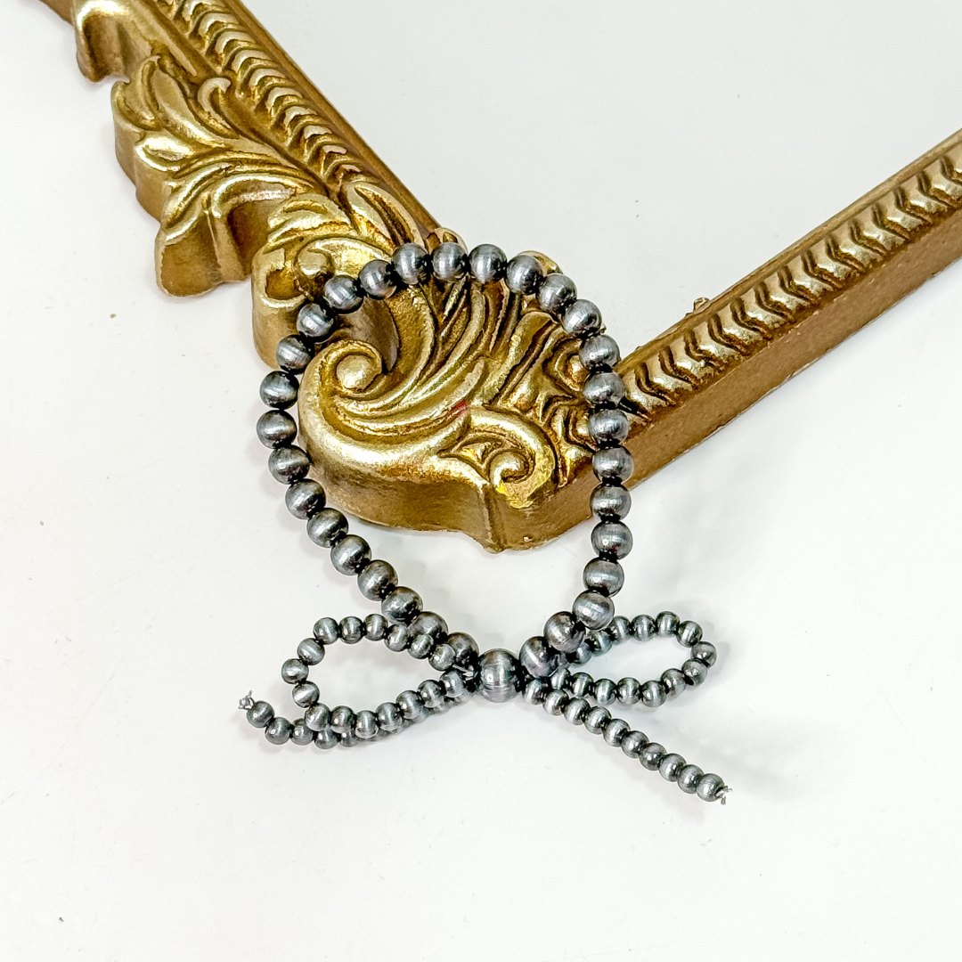 Faux Navajo Pearl Bow Bracelet 🎀 western cowgirl jewelry, silver beaded bow design perfect for stacking or wearing solo.